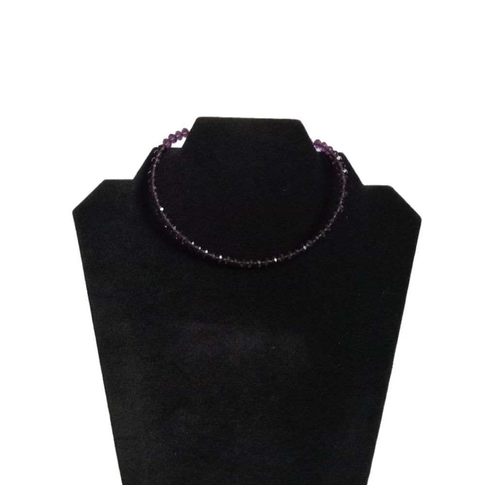 Dark Purple Transparent Faceted Beads Memory Wire Circle Choker Fashion Necklace
